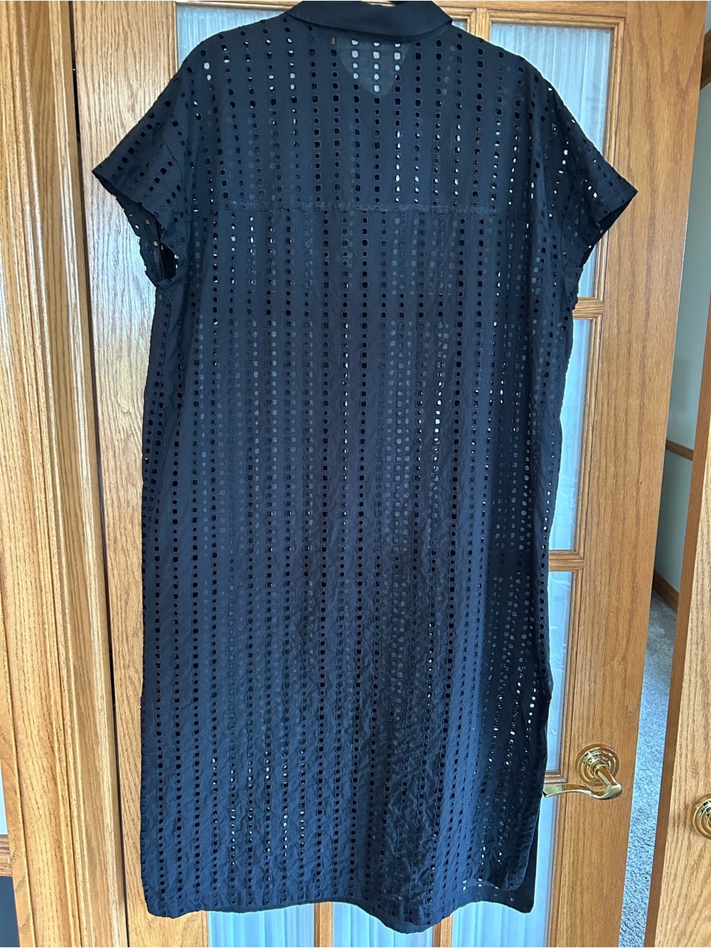 CALIA by Carrie Underwood Black Eyelet Button-Front Swim Coverup - Picture 3 of 9